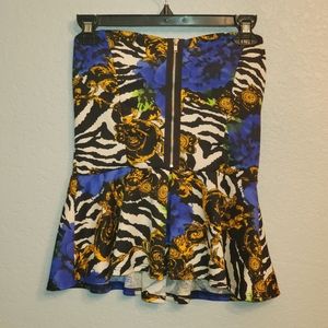 Trac Tube top mixed print peplum top